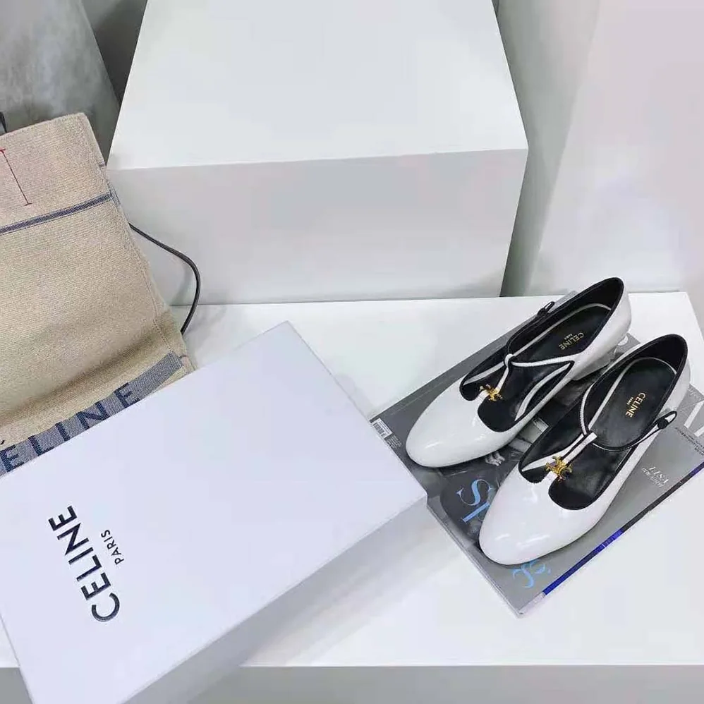 Celine Babies T-Bar Pump in Calfskin and Gros Grain for Women in White Celine Babies T-Bar Pump in Calfskin and Gros Grain for Women in White