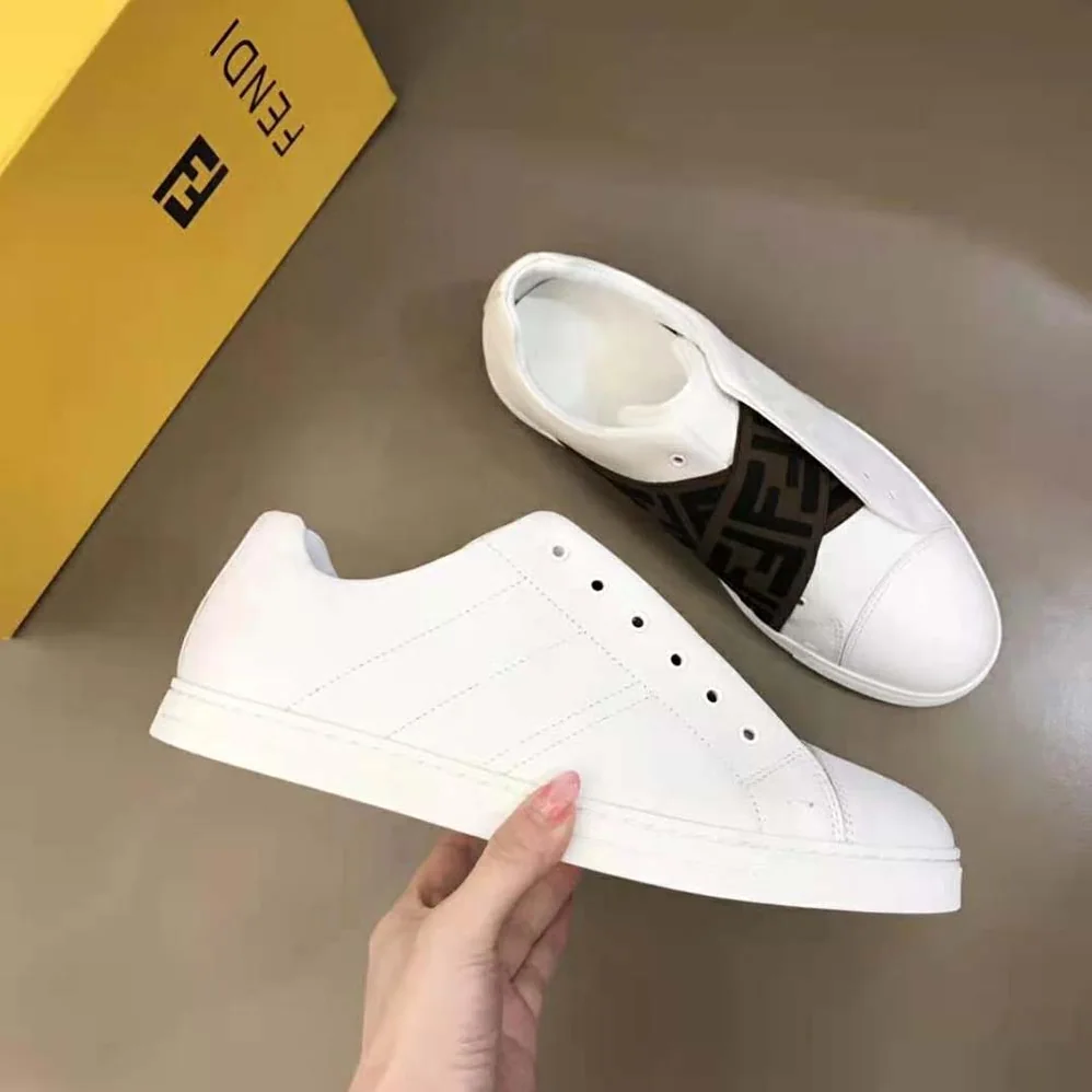 Fendi Sneakers White Leather Slip for Men in ons