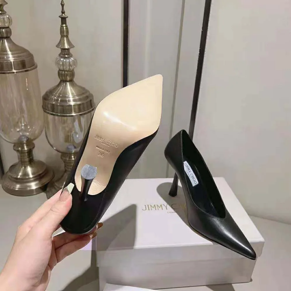 Jimmy Choo Maryanne 100 Black Calf Leather Pointed for Women in Toe Pumps