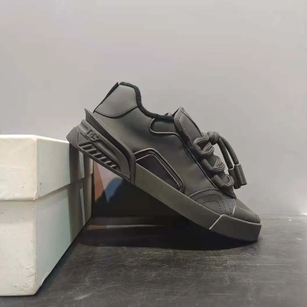 Dolce Gabbana D&G Mixed-Material Portofino Sneakers for Unisex in Black Dolce Gabbana D&G Mixed-Material Portofino Sneakers for Unisex in Black