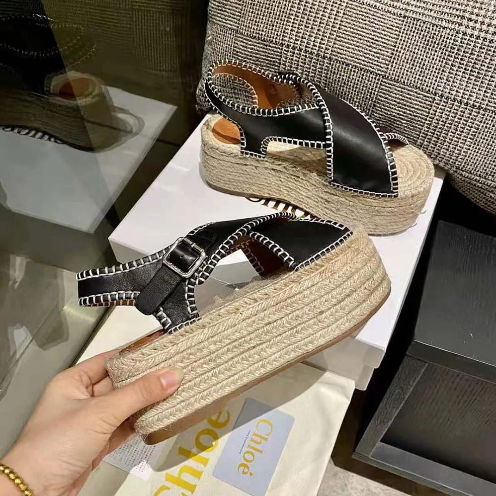 Chloe Lucinda Platform Espadrille in 6cm Heel Height for Women in Black Chloe Lucinda Platform Espadrille in 6cm Heel Height for Women in Black