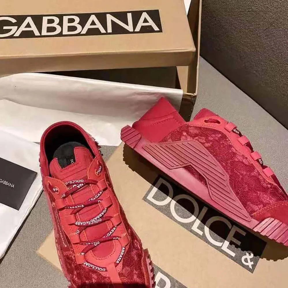 Dolce Gabbana D&G NS1 Slip on Sneakers in Mixed Materials for Women in Red Dolce Gabbana D&G NS1 Slip on Sneakers in Mixed Materials for Women in Red