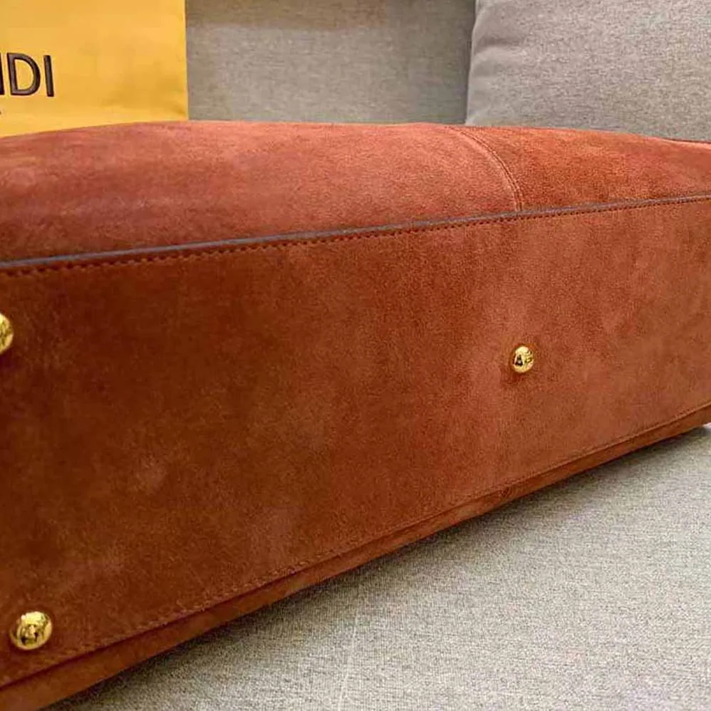 Fendi Peekaboo X-Lite Medium Brown Suede Bag for Women Fendi Peekaboo X-Lite Medium Brown Suede Bag for Women