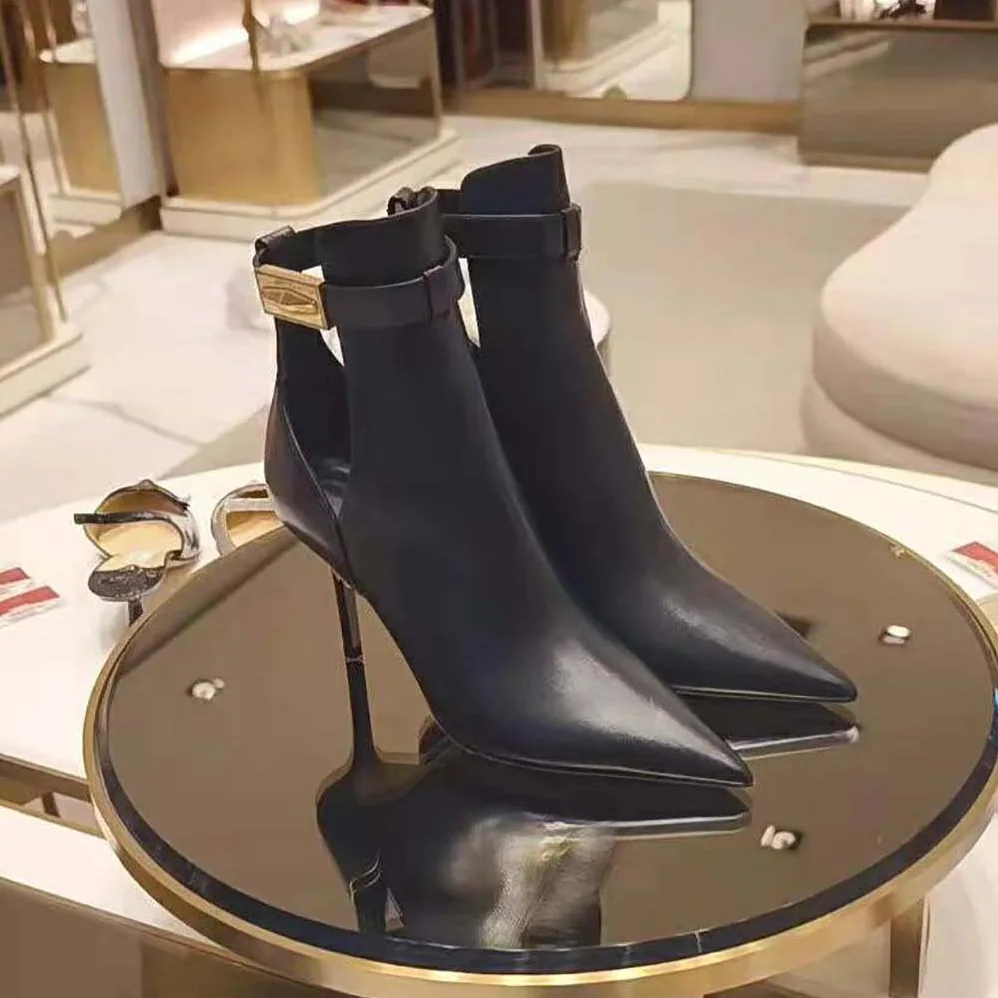 Jimmy Choo Nell Ankle Boot 85 Black Calf Leather Ankle Boots for Women