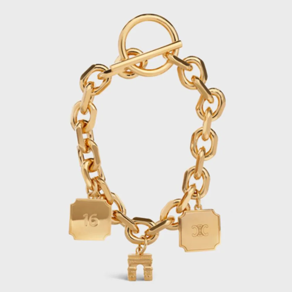 Celine Maillon Triomphe Charms Bracelet in Brass with Gold Finish for Women Celine Maillon Triomphe Charms Bracelet in Brass with Gold Finish for Women