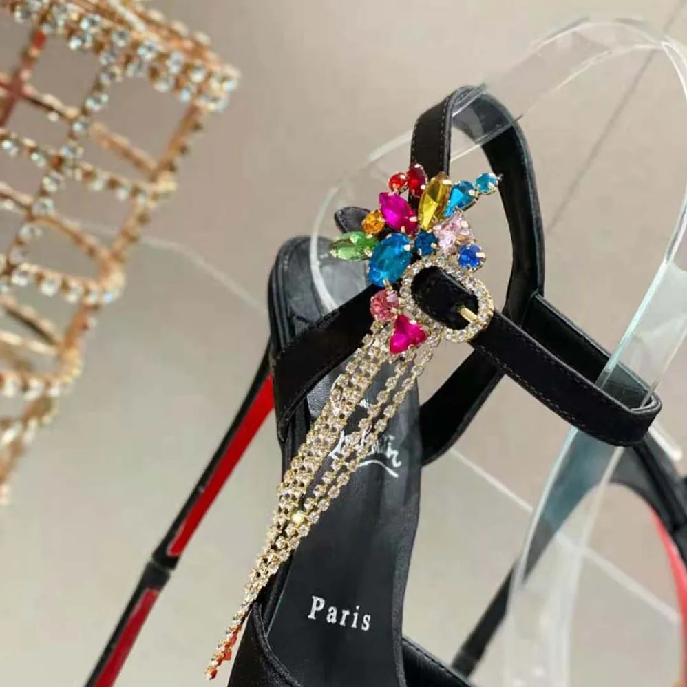 Christian Louboutin Goldina 100 mm Heel Height for Women in Black Christian Louboutin Goldina 100 mm Heel Height for Women in Black
