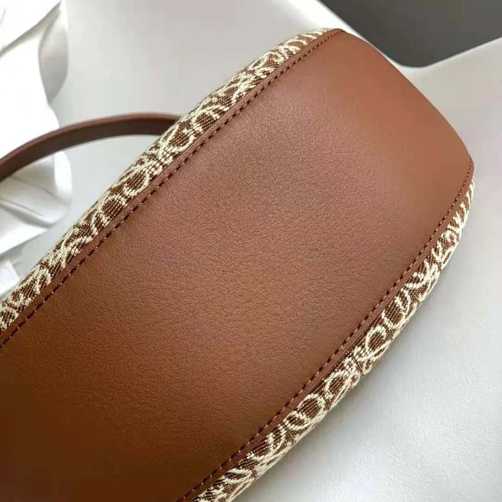 Loewe Luna Bag in Anagram Jacquard and Classic Calfskin for Women in Brown