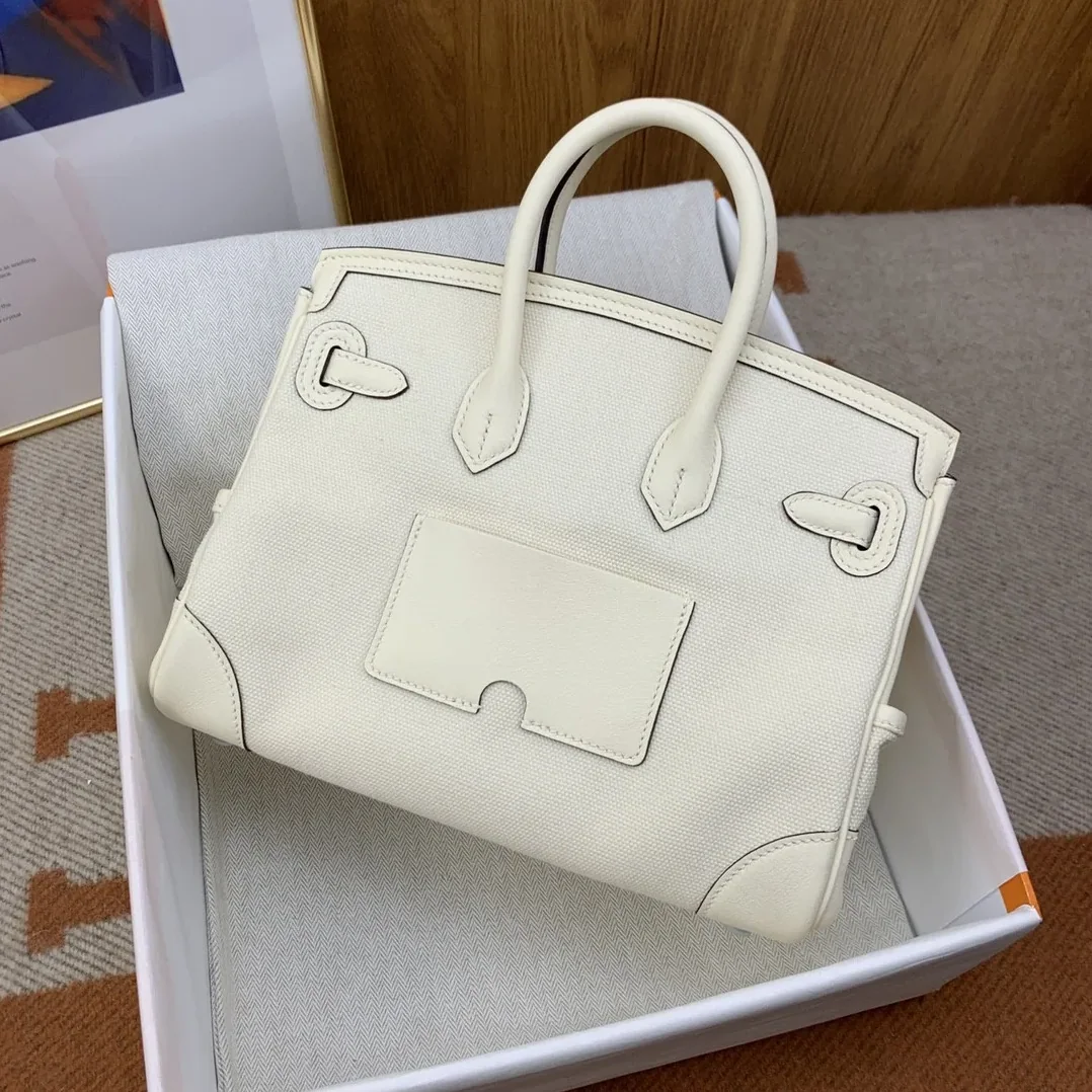 Hermes Birkin Cargo 25 Top Handle Bag in White Silver Hardware Hermes Birkin Cargo 25 Top Handle Bag in White Silver Hardware