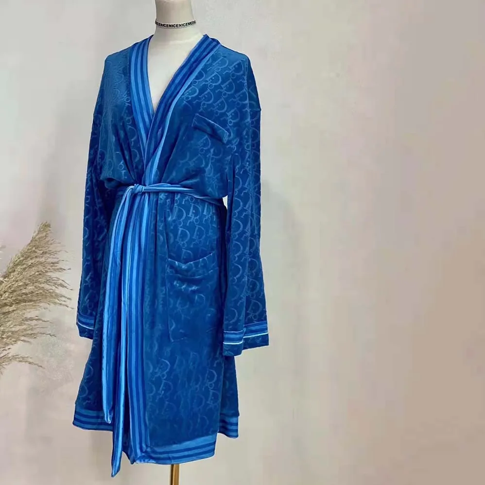 Dior Unisize Oblique Bathrobe In Terry Cotton Jacquard for Men in Blue Dior Unisize Oblique Bathrobe In Terry Cotton Jacquard for Men in Blue