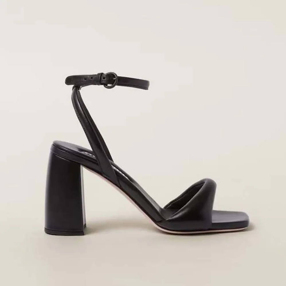 Miu Miu Padded Leather Sandals in 85 mm Heel Height for Women in Black Miu Miu Padded Leather Sandals in 85 mm Heel Height for Women in Black