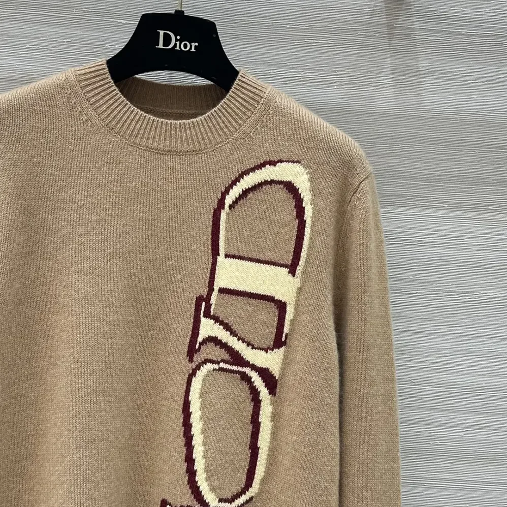Dior DIOR AND LEWIS HAMILTON Sweater Brown Virgin Wool and Cashmere Intarsia for Men