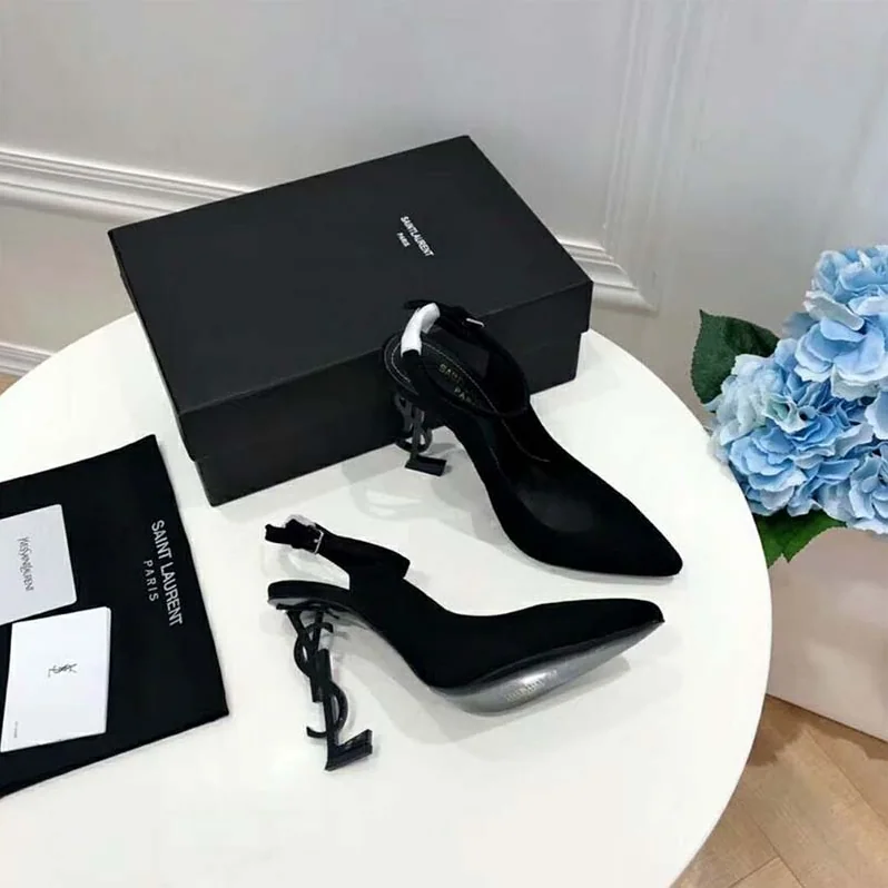 Saint Laurent YSL Opyum Slingback Pump Suede 85mm Heel for Women