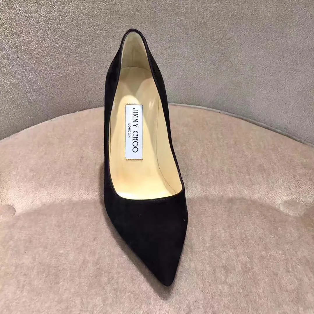 Jimmy Choo Romy 100 Suede Pointy Toe Pumps Shoes Black for Women Jimmy Choo Romy 100 Suede Pointy Toe Pumps Shoes Black for Women
