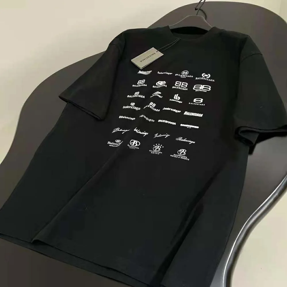 Balenciaga Archives Logos T-shirt Oversized in Light Black for Men