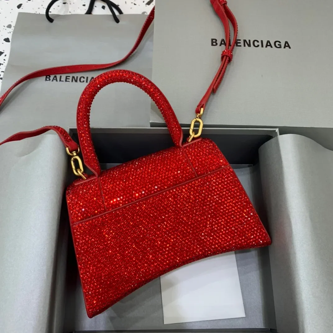 Balenciaga Hourglass Small Handbag In Red
