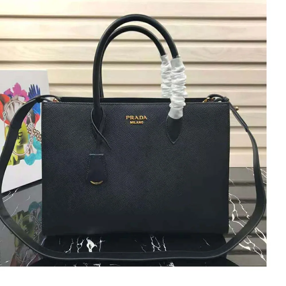 Prada Large Saffiano Leather Handbag for Women in Black Prada Large Saffiano Leather Handbag for Women in Black