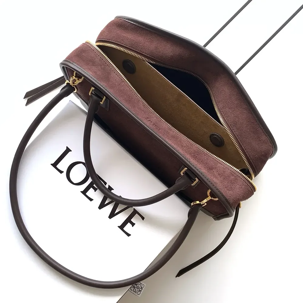 Loewe Medium Amazona 180 Bag in Suede for Women in Dark Chestnut
