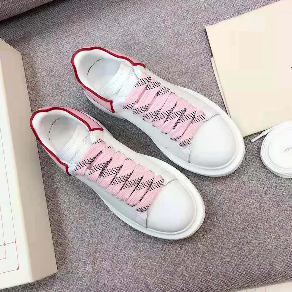 Alexander Mcqueen Oversized Sneaker White Smooth Calfskin Leather for Women in Pink