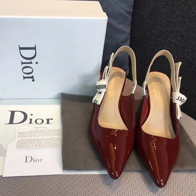 Dior Sling-Back Patent Leather J'Adior Ribbon 6.5cm Shoes for Women in Red