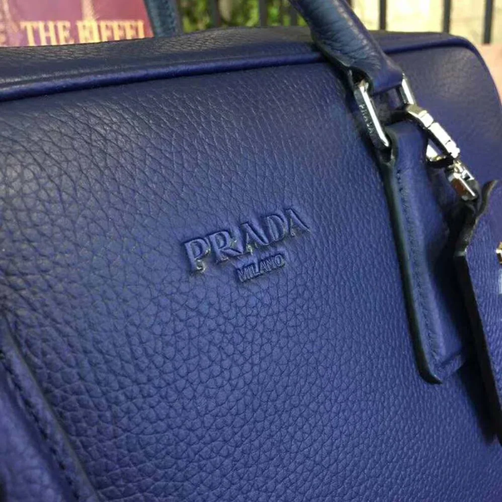 Prada Saffiano Leather Briefcase Bag for Men in Navy