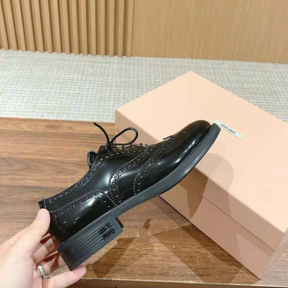 Miu Miu Church's X Miu Miu Brushed Leather Oxford Brogue Shoes for Women Miu Miu Church's X Miu Miu Brushed Leather Oxford Brogue Shoes for Women