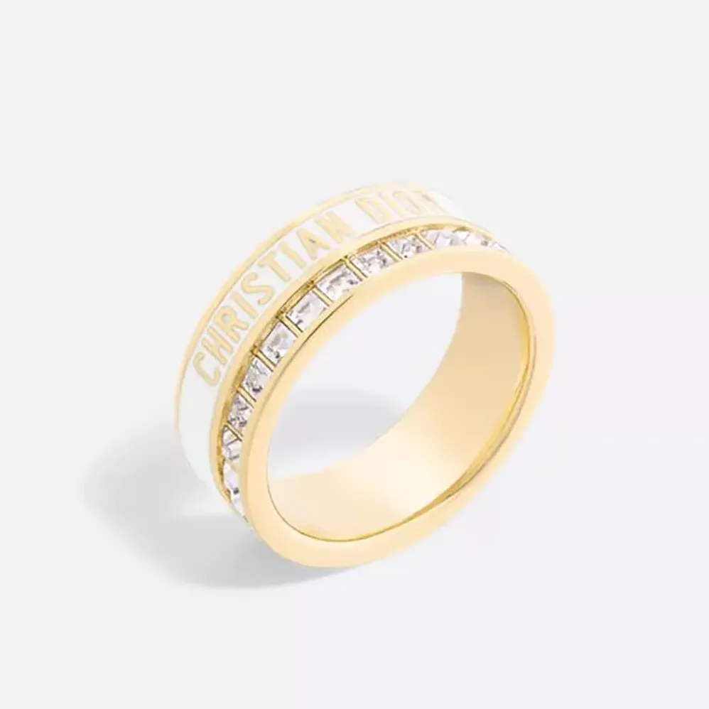 Dior Night Code Ring Gold-Finish Metal White Crystals and White Lacquer for Women Dior Night Code Ring Gold-Finish Metal White Crystals and White Lacquer for Women