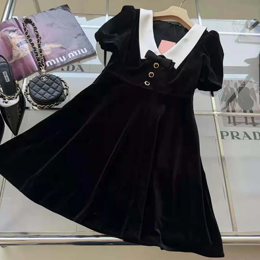 Miu Miu Velvet Mini Dress for Women in Black Miu Miu Velvet Mini Dress for Women in Black