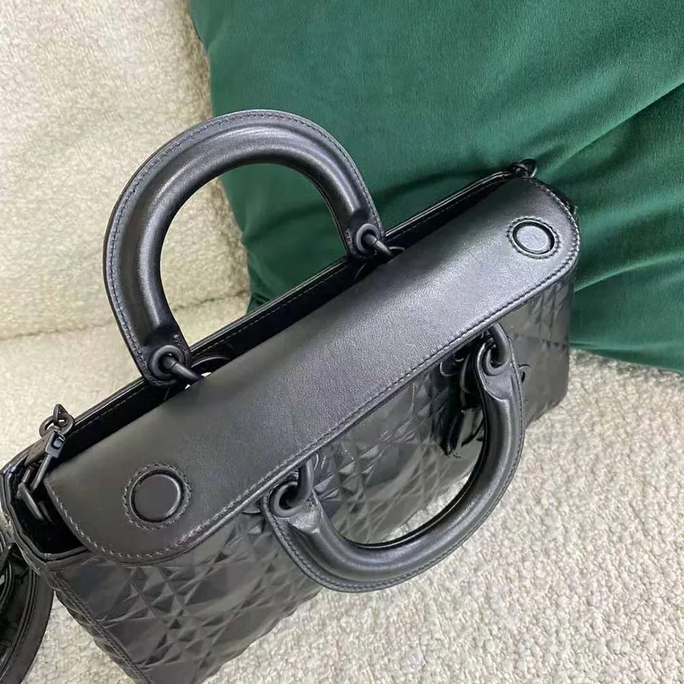 Dior Lady D-Joy Bag Black Cannage Calfskin with Diamond Motif for Women