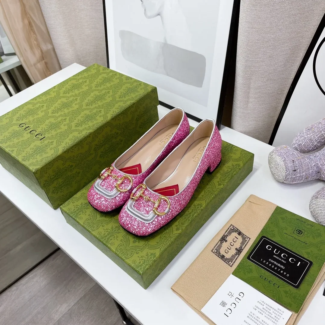 Gucci Lovelight Crystal Ballet Flat With Horsebit Multicolor GG