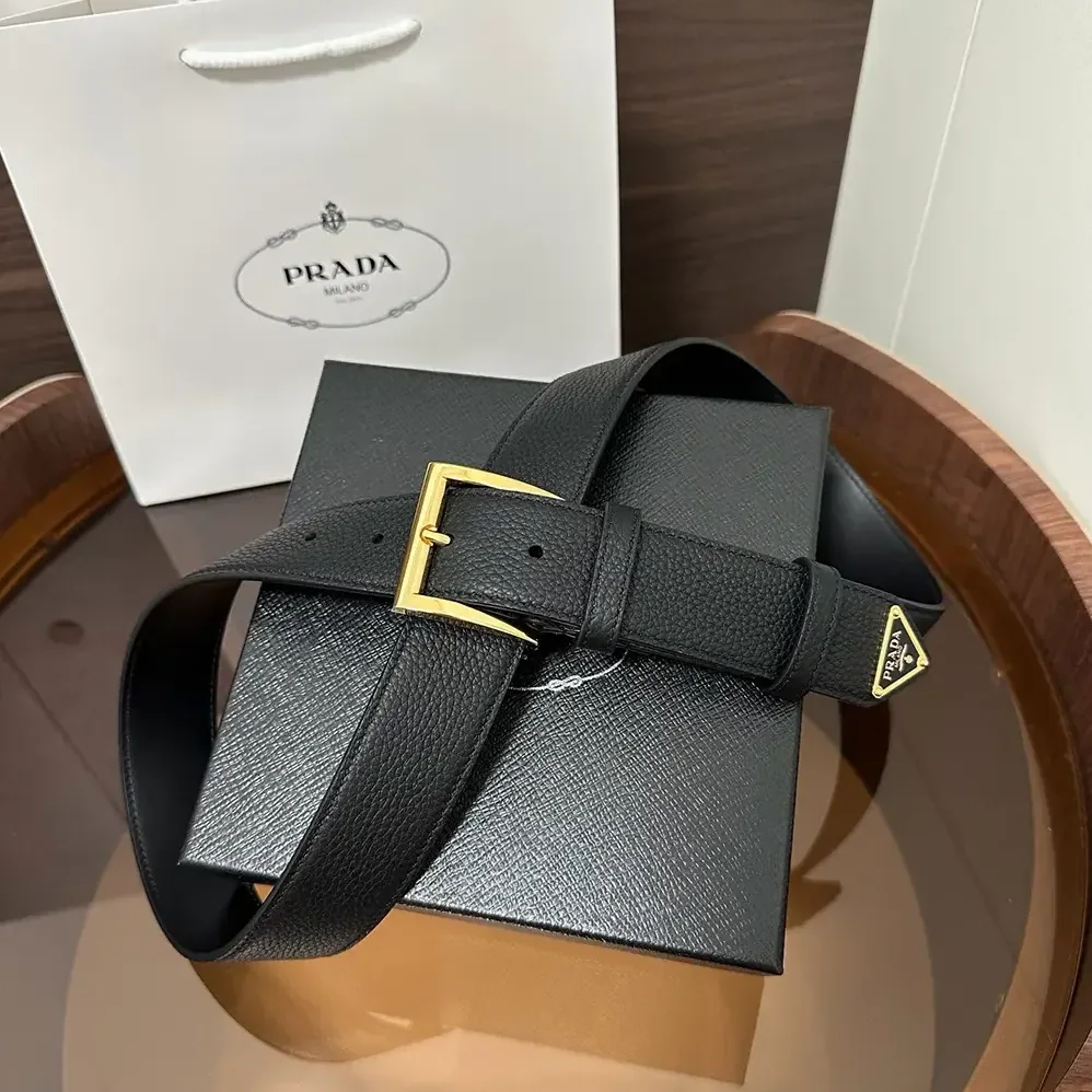 Prada Saffiano Leather Belt for Women in Black Prada Saffiano Leather Belt for Women in Black