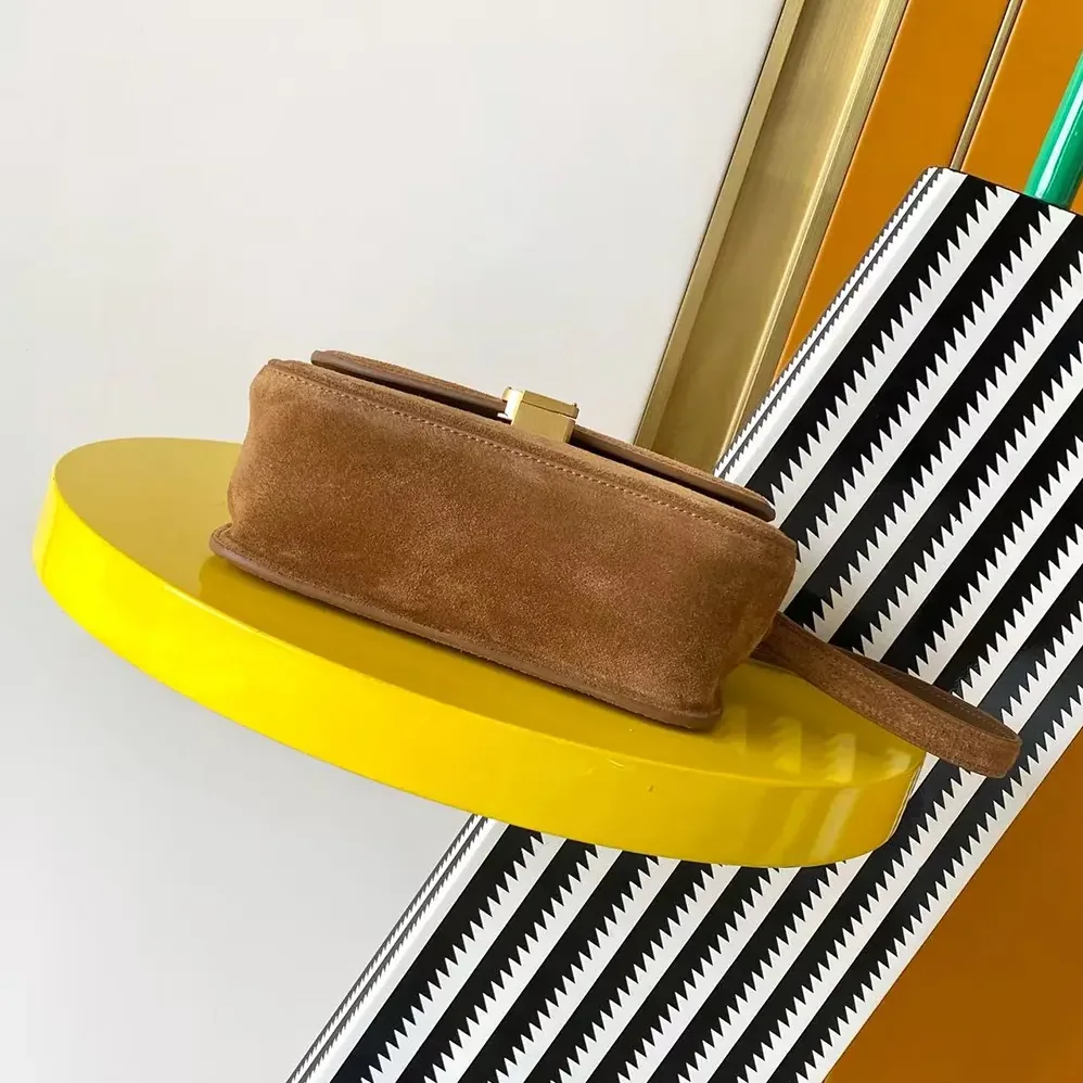 Saint Laurent YSL Solferino Small In Suede for Women in Brown Saint Laurent YSL Solferino Small In Suede for Women in Brown