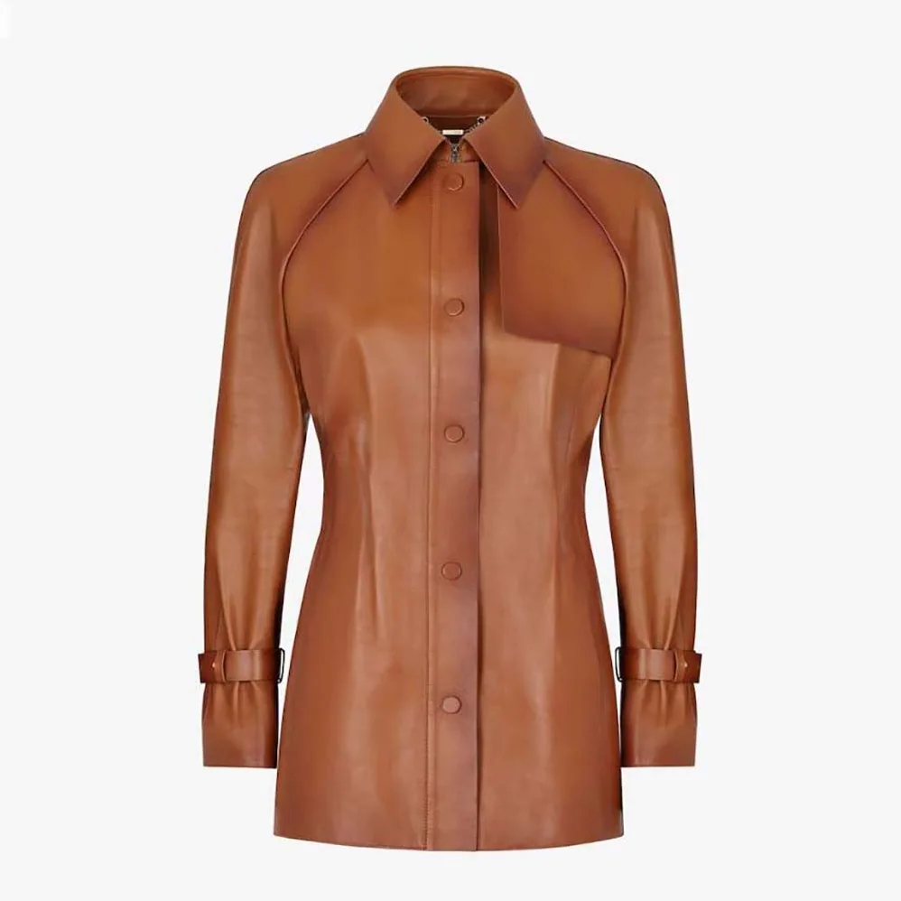Fendi Shaded for Women in Effect Tan Leather Jacket Fendi Shaded for Women in Effect Tan Leather Jacket