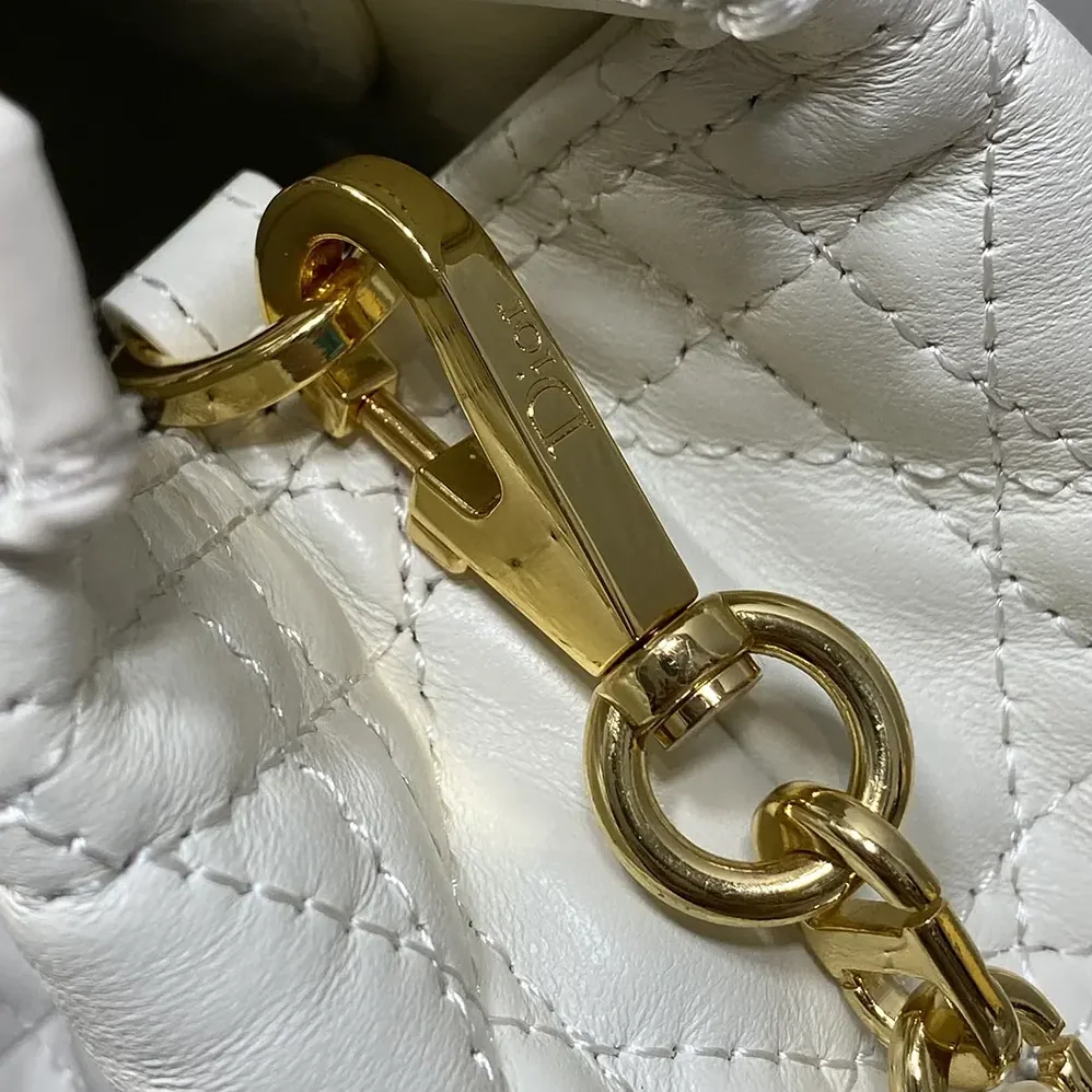 Dior Dior Jolie Top Handle Mini Bag Latte Cannage Lambskin for Women