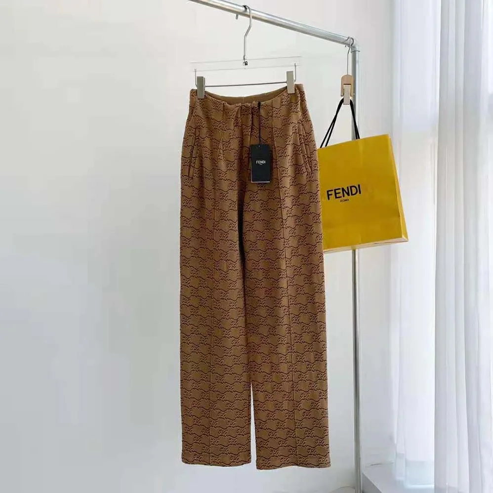 Fendi Pants Beige Velvet and Viscose Pants for Women Fendi Pants Beige Velvet and Viscose Pants for Women