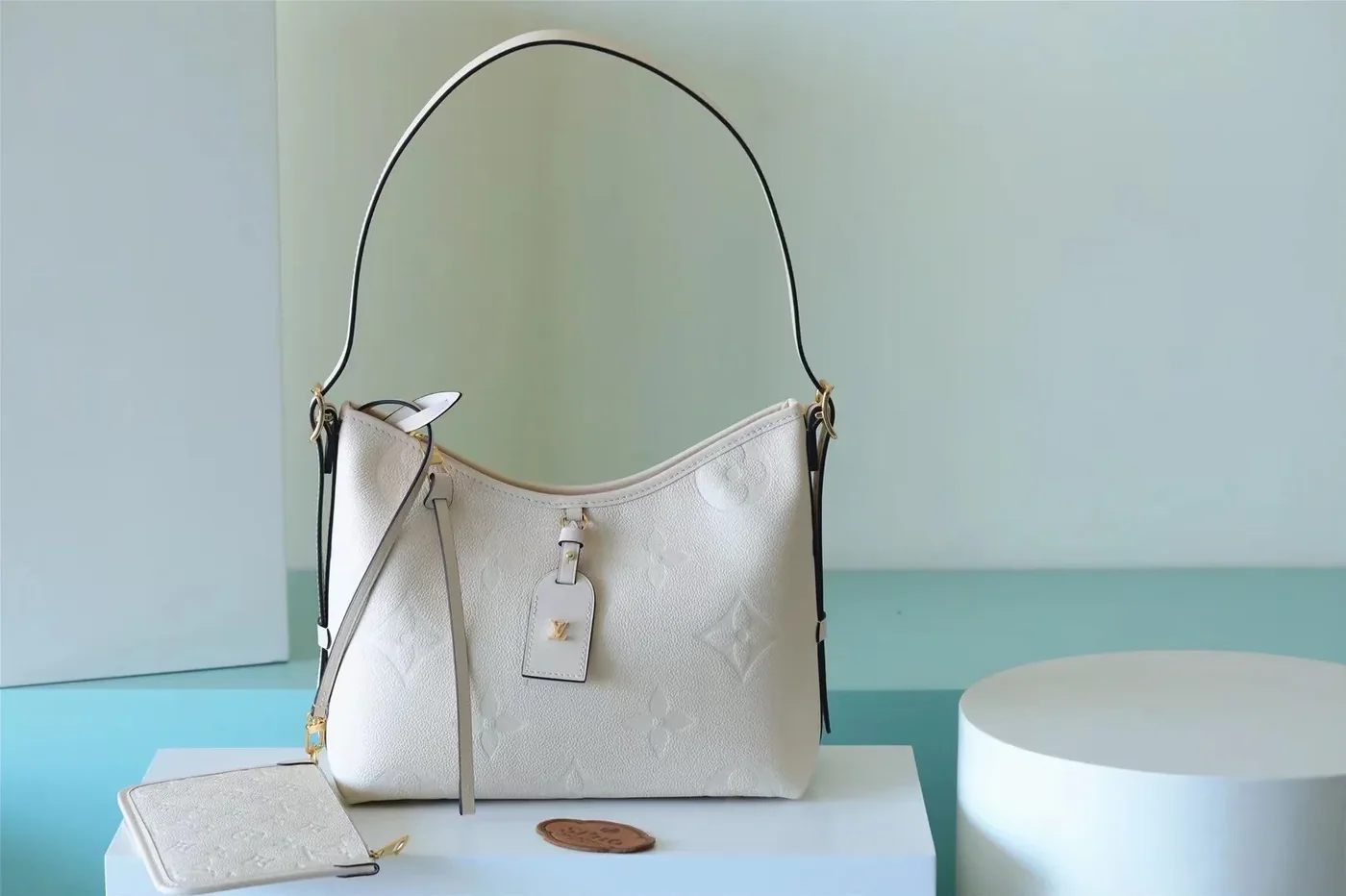 Louis Vuitton CarryAll PM Shoulder Bag in White Gold Hardware