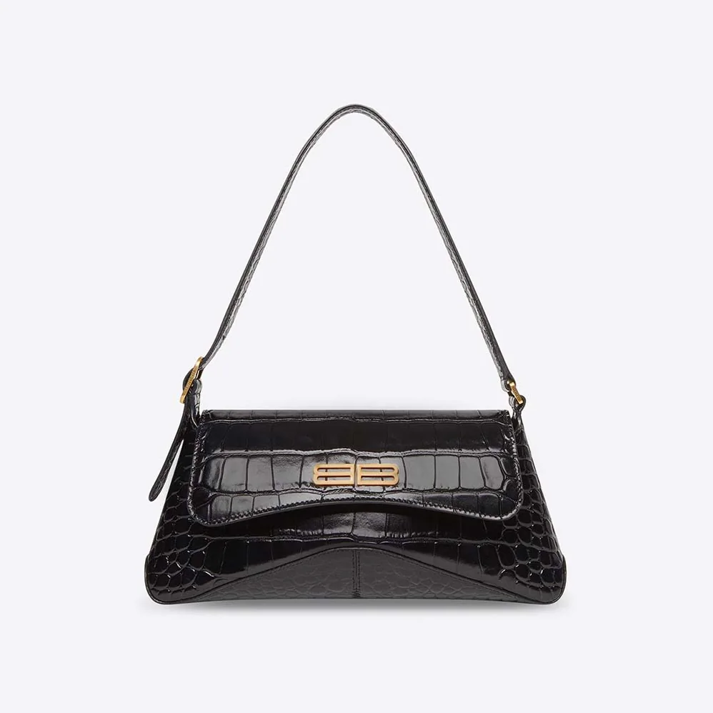 Balenciaga XX Small Flap Bag Crocodile Embossed in Black for Women Balenciaga XX Small Flap Bag Crocodile Embossed in Black for Women