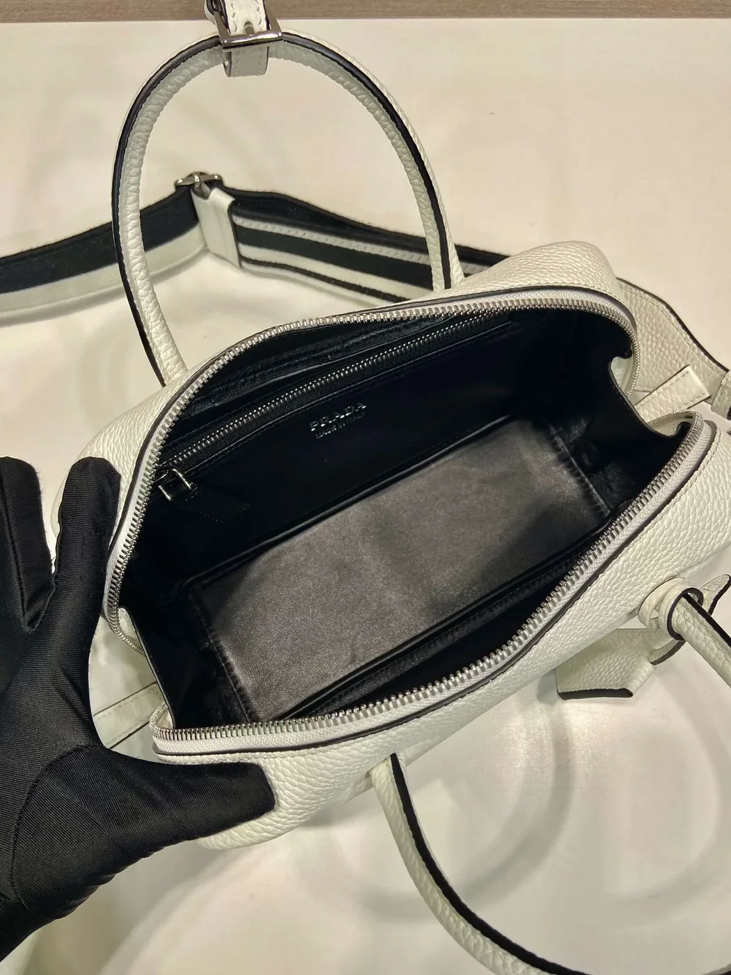 Prada Top-Handle Bag Brown/White/Green Khaki / 1BB102_2DKV_F02Z8_V_3OO Prada Top-Handle Bag Brown/White/Green Khaki / 1BB102_2DKV_F02Z8_V_3OO