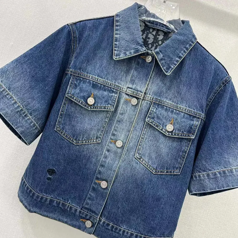 Dior Jacket Blue Stonewashed Cotton Denim with Dior Oblique Interior for Women