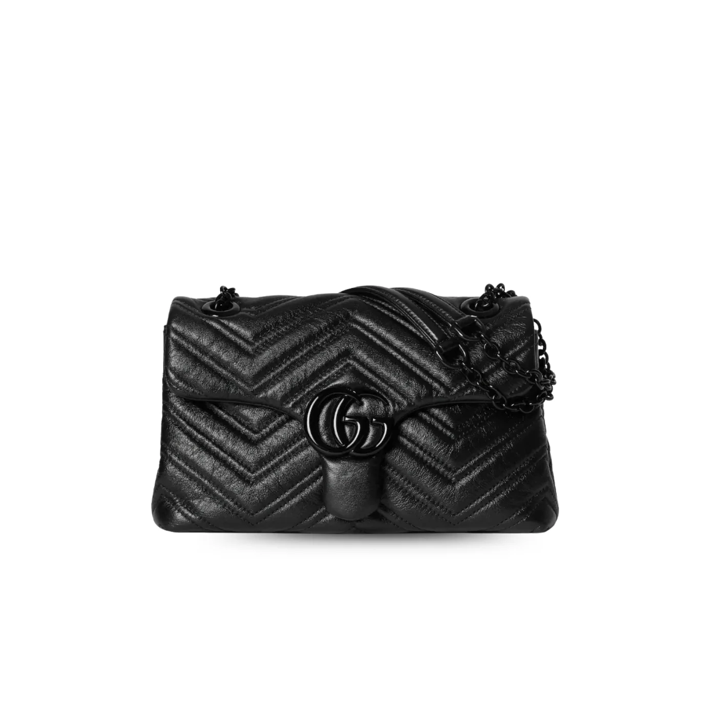 Gucci Marmont Small Shoulder Bag in Black Matelasse Black Hardware
