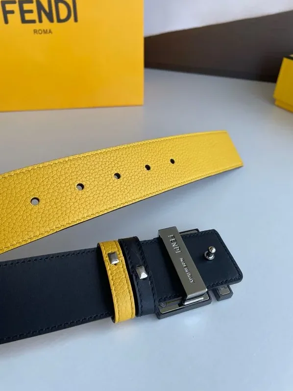 Fendi Belt With Double F Buckle Yellow