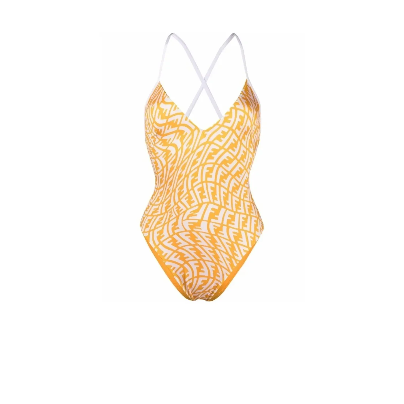 Fendi FF Vertigo V in Neck Swimsuit Yellow Fendi FF Vertigo V in Neck Swimsuit Yellow