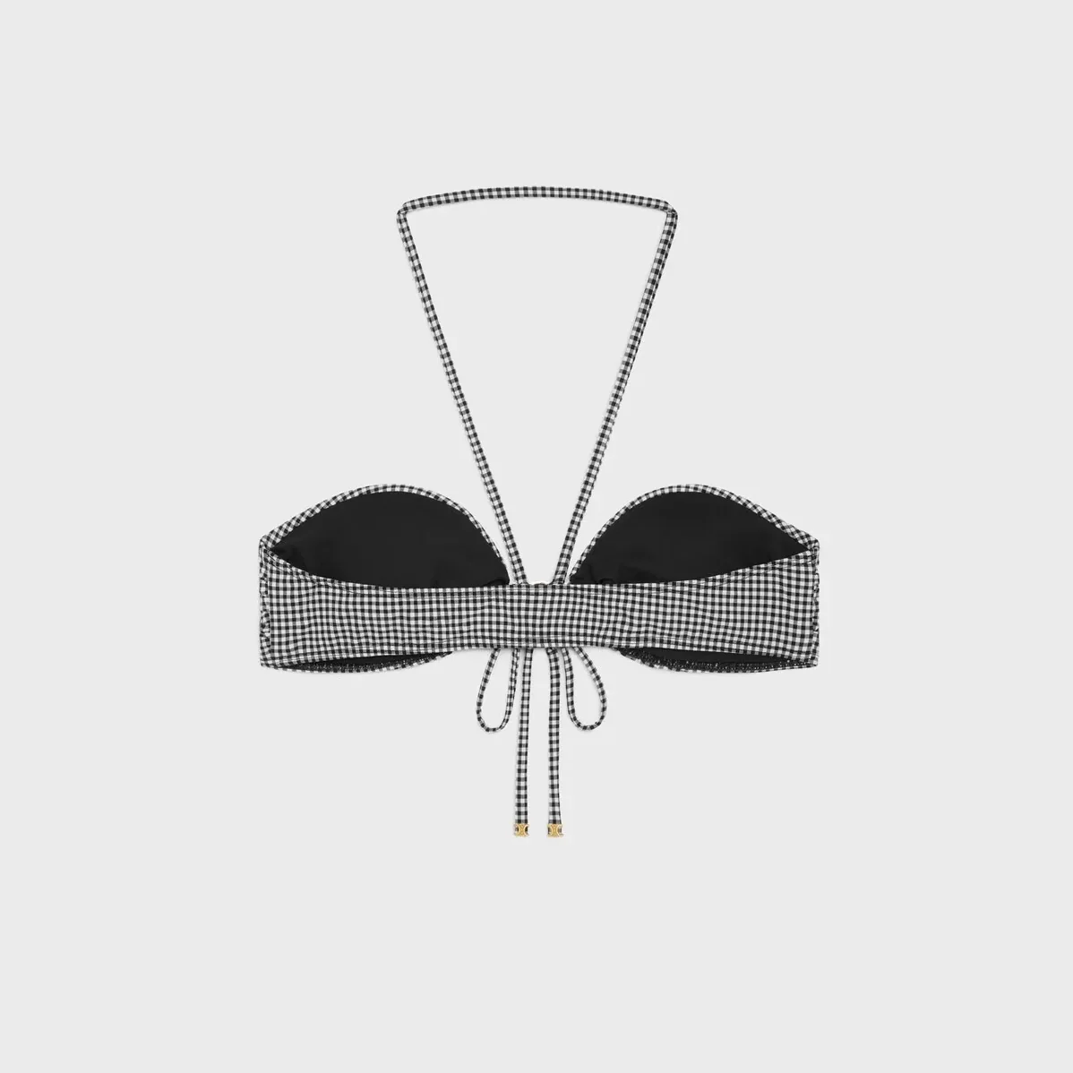 Celine Triomphe Balconette Bikini In Vichy Jersey Blanc in Noir Celine Triomphe Balconette Bikini In Vichy Jersey Blanc in Noir