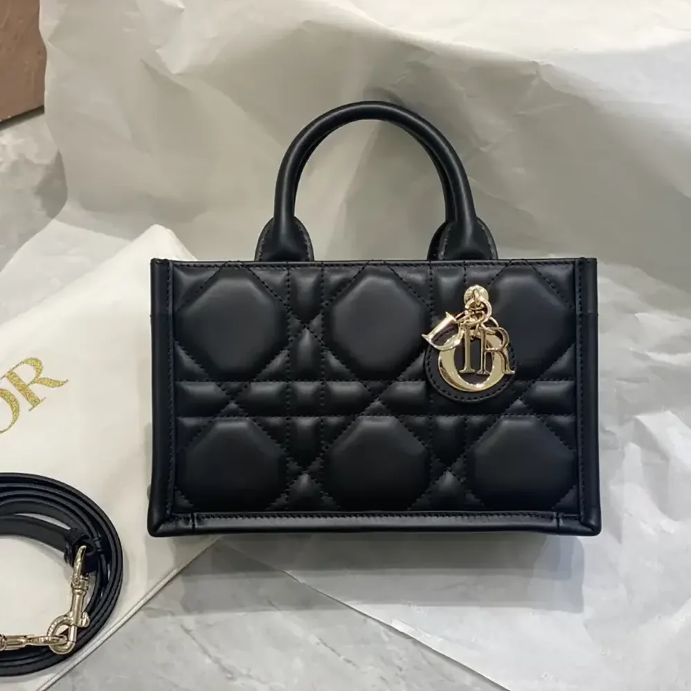 Dior Mini Dior Book Tote Black Macrocannage Calfskin for Women Dior Mini Dior Book Tote Black Macrocannage Calfskin for Women