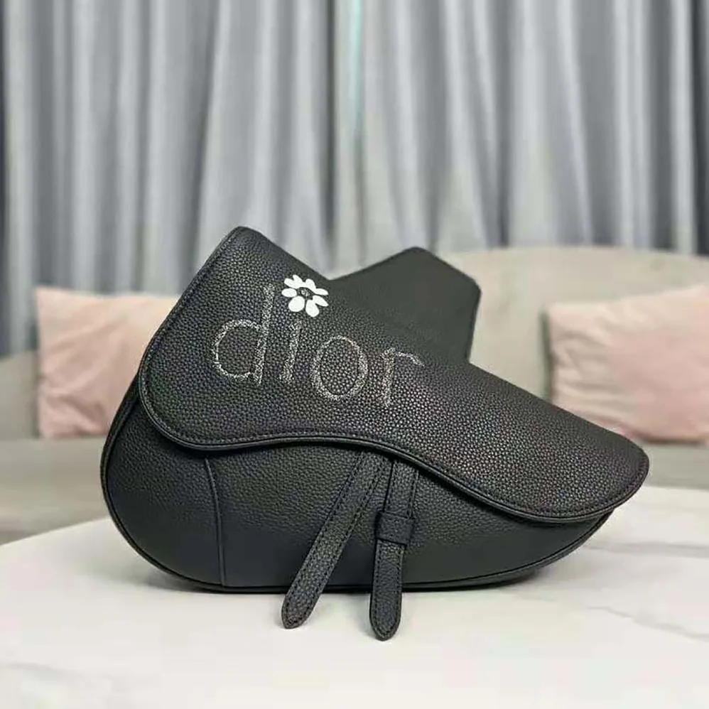 Dior By Erl Saddle Bag Black Grained Calfskin for Men Dior By Erl Saddle Bag Black Grained Calfskin for Men