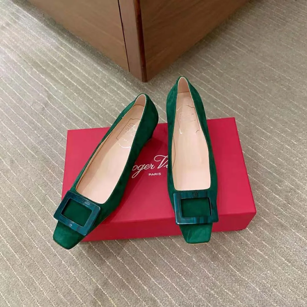 Roger Vivier Belle Vivier Stone Buckle Pumps in Suede for Women Roger Vivier Belle Vivier Stone Buckle Pumps in Suede for Women