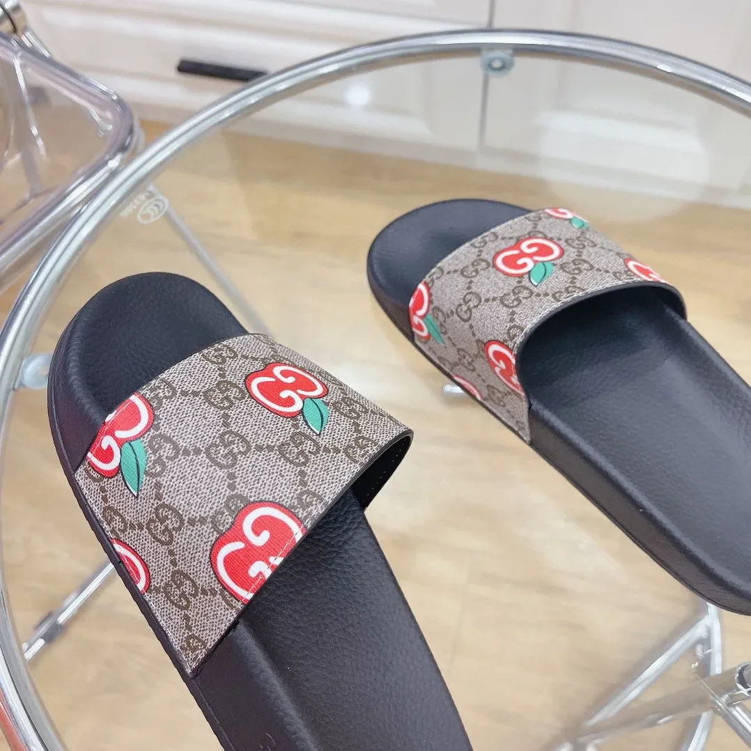 Gucci Slide Sandal With GG Apple Black for Women Gucci Slide Sandal With GG Apple Black for Women