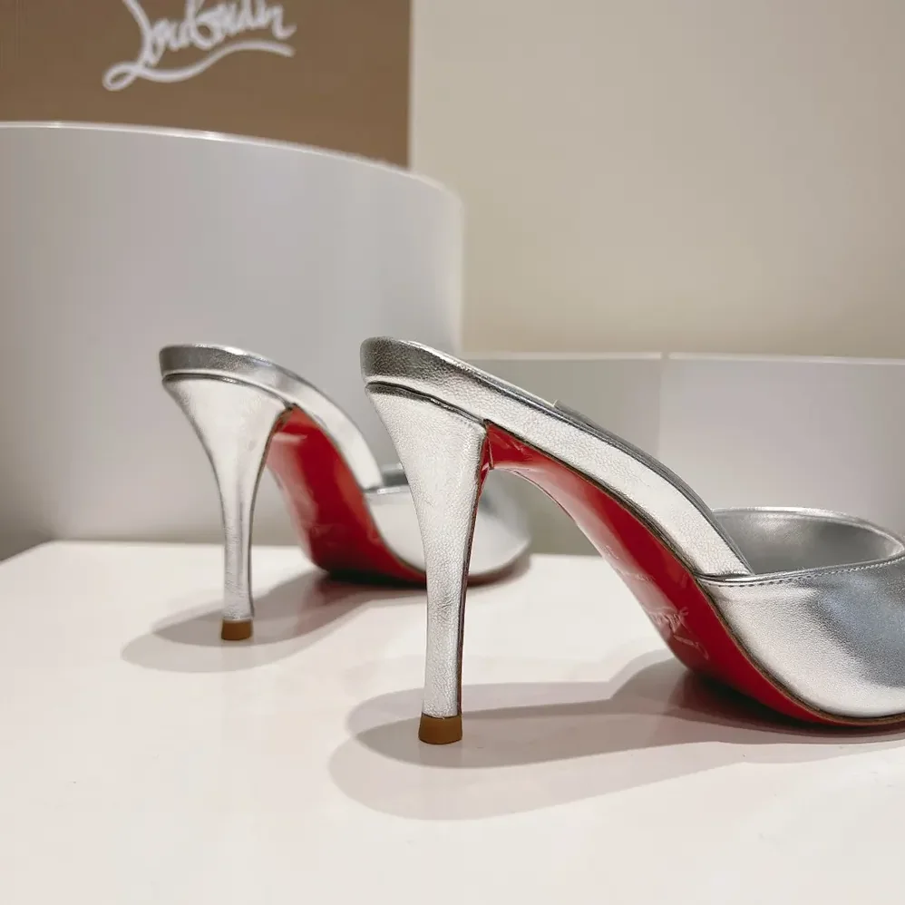 Christian Louboutin Me Dolly 100 mm Mules Nappa leather for Women in Silver Christian Louboutin Me Dolly 100 mm Mules Nappa leather for Women in Silver