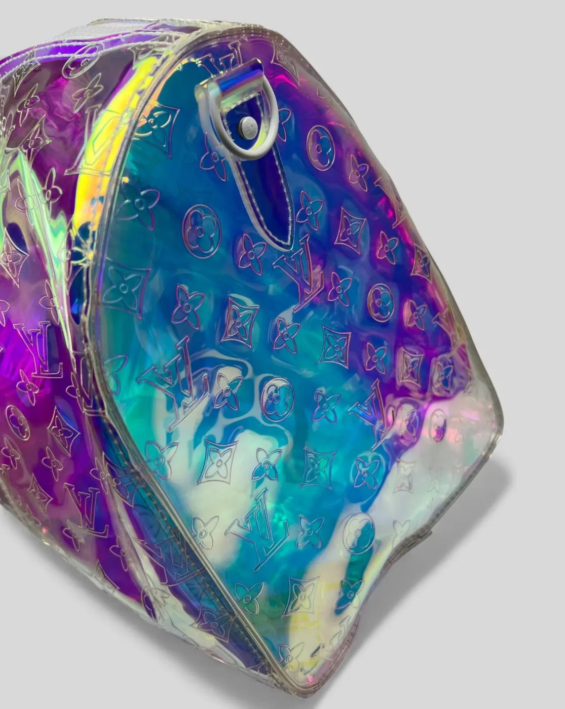 Louis Vuitton Keepall Bandouliere 50 Travel Bag / Iridescent Prism Monogram PVC Silver Hardware Louis Vuitton Keepall Bandouliere 50 Travel Bag / Iridescent Prism Monogram PVC Silver Hardware