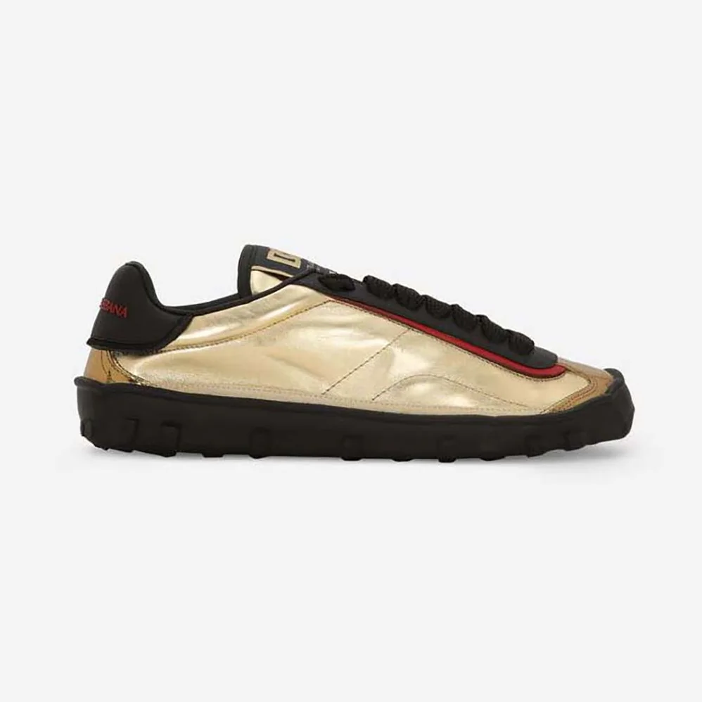 Dolce Gabbana D&G Mixed-material Old Runner Sneakers for Men in Gold Dolce Gabbana D&G Mixed-material Old Runner Sneakers for Men in Gold