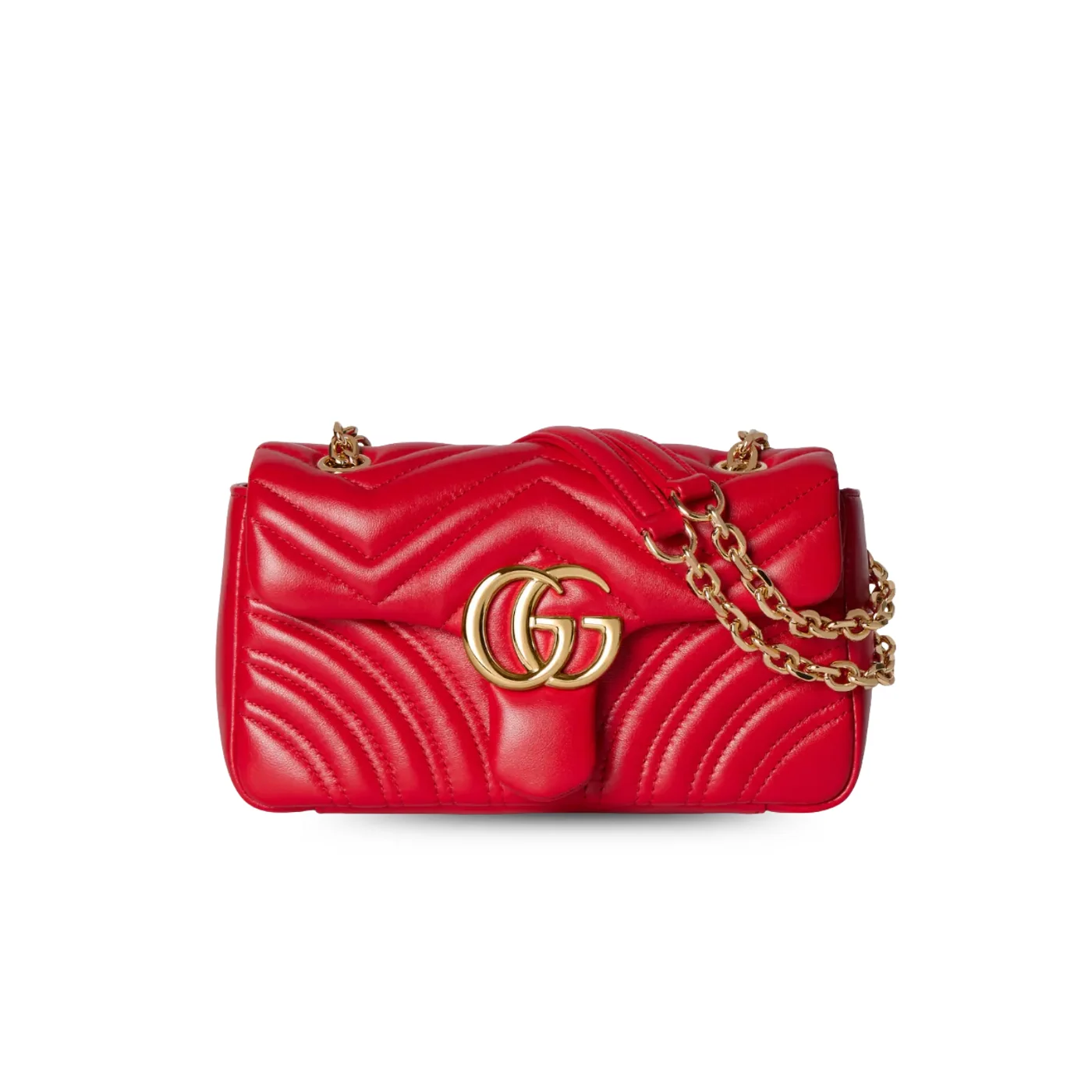 Gucci Marmont Small Shoulder Bag in Bright Red Gold Hardware